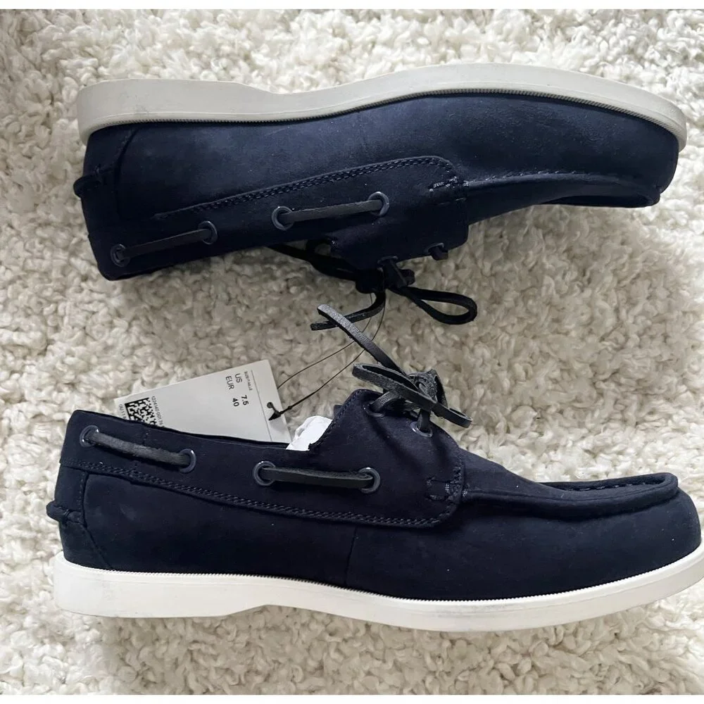 H&M Men's Navy Blue Boat Shoes NWT 7.5 40